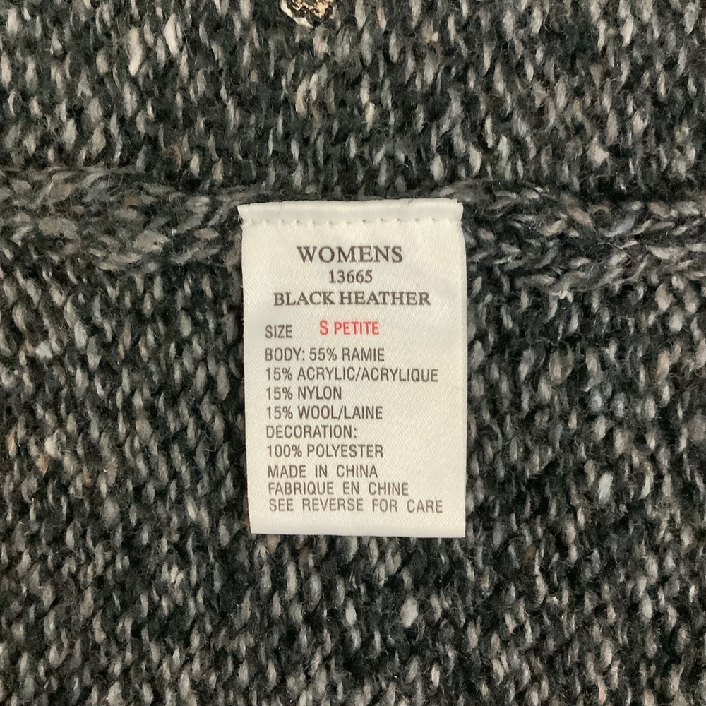 WOOLRICH “Black Heather” Wool Cardinal Sweater Vest SZ-S Petite - Picture 7 of 11